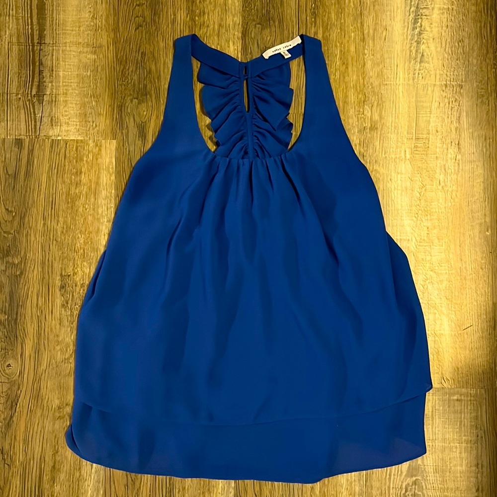 Naked Zebra Size Small Top in Cobalt Blue. 100% Polyester.